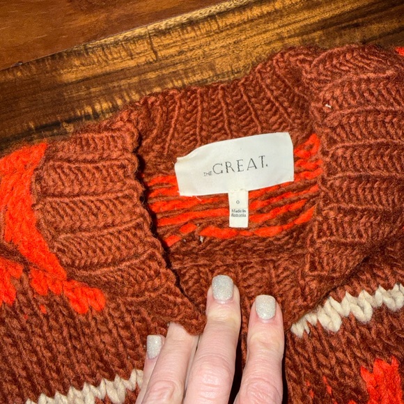 The Great The Folk Pullover Sweater in Firestone Wool Alpaca Red XS - Picture 4 of 8